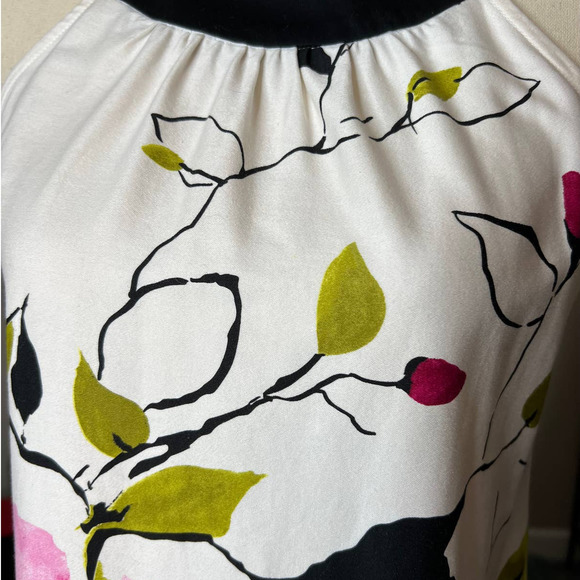 IN Studio Mini Dress in White Pink Green Floral Print Halter Neckline Size 4P - Picture 2 of 6